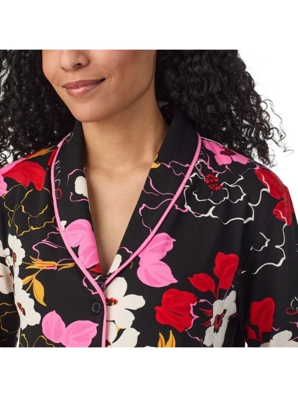NWT Room Service Women's S Black Floral Print Long Sleeve Button-Down F1277 - Picture 3 of 12